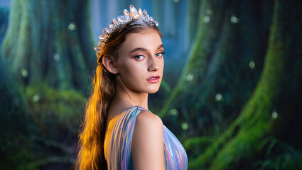 A portrait of a modern woman in a natural setting, a young businesswoman on a city street.