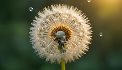 Dandelion seed head close-up with delicate white texture