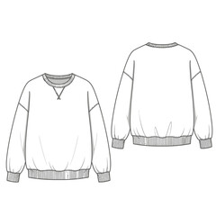 Sweatshirt Outline Icon – Crewneck Pullover Front and Back Apparel Design Template © KOBAD