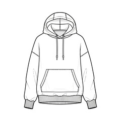 Sweatshirt Outline Icon &ndash; Crewneck Pullover Front and Back Apparel Design Template