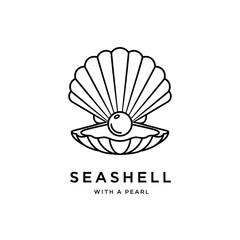 Seashell with Pearl Icon &ndash; Ocean Shell Jewelry Symbol for Beach, Luxury & Logo Design