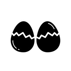 Cracked Egg Icon &ndash; Broken Eggs Shell Symbol for Food, Cooking & Easter Design
