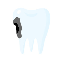 Damaged tooth, carious cavity, tooth decay.