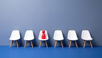 Red figure on chair.