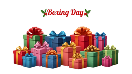 Colorful Gift Boxes with Bows for Boxing Day Celebration