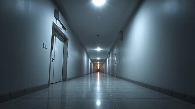 empty corridor with lights flickering slowly