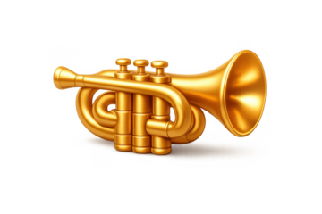 Golden brass trumpet icon illustration for music themes and instrumental design