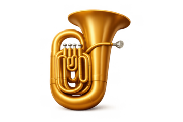 Gold tuba icon on warm background for music design projects