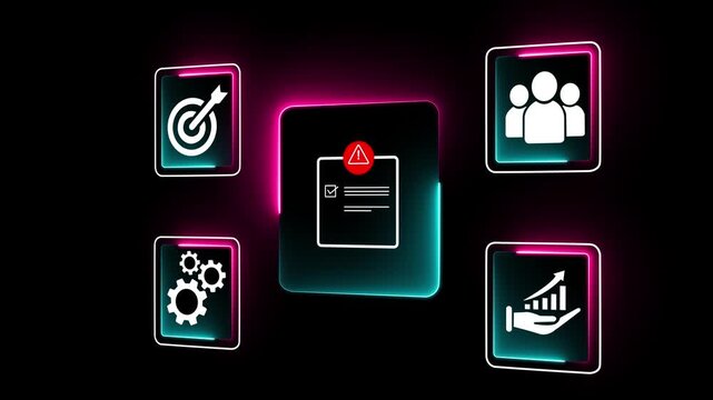 Financial business concepts on the transparent background. Manage and evaluate the risks of business investment, control business risks and risk management strategies. 4k video animation.