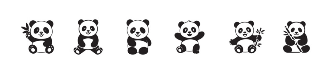 Happy cartoon panda cub drinking bubble tea or juice illustration isolated on white © MST