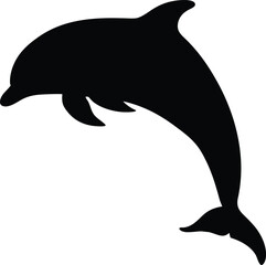 Elegant Black Silhouette of a Graceful Dolphin Swimming Smoothly in the Ocean