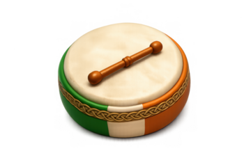 Traditional bodhrán drum icon with irish flag colors for music and cultural designs