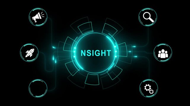 Futuristic digital interface displays security Nsight text within a glowing circular , Futuristic cyber security Nsight and data protection, ...