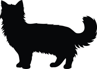 Elegant fluffy cat silhouette standing gracefully, showcasing its beautiful furry profile