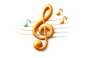 Elegant treble clef icon design with musical notes for composition themes