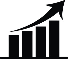 Expanding bar graph displaying positive financial development and business performance over time