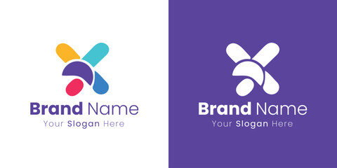 Unique abstract X-shaped logo design representing innovation and versatile brand communication