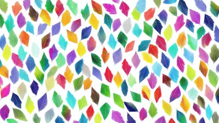 Colorful abstract feather pattern on white background