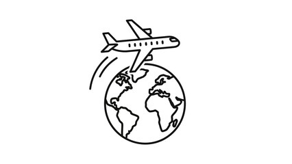 Airplane Flying Over Globe Representing Global Travel and International Trade