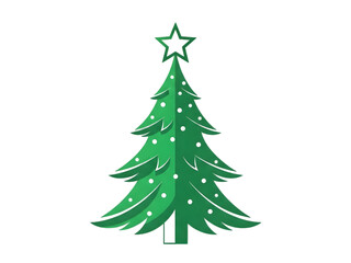 Fototapeta premium Green Christmas Tree with Star Topper Decoration Illustration