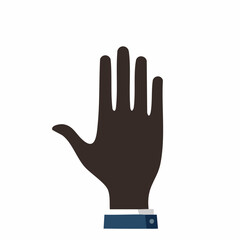 Obraz premium Illustrative depiction of an open human hand with a dark skin tone, extended upwards in a common gesture signifying stop, welcome, or raising a question