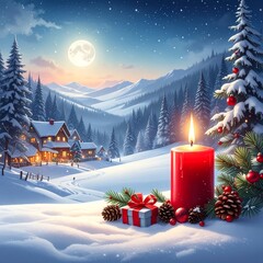 Winter Wonderland - Candlelit Christmas Eve in a Snowy Village.