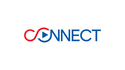 Creative connect icon with infinity sign and play button, perfect for tech startups and streaming.
