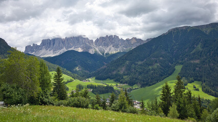 Magnificent mountain landscape in Val di Funes in South Tyrol, Italy.