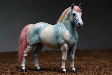 Colorful Toy Horse Figurine on Dark Background