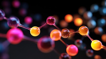 Abstract molecular structure colorful glowing balls