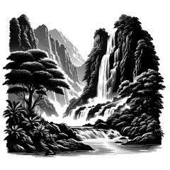 waterfall in the mountains