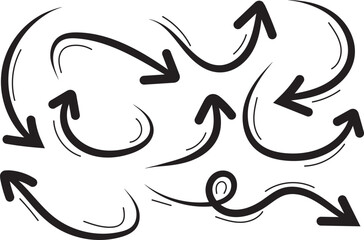 Hand drawn arrows on white background isolated on transparent background