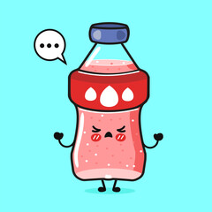 Cute angry soda bottle character having a tantrum
