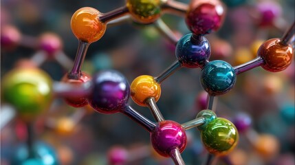 Colorful molecular structure with interconnected spheres