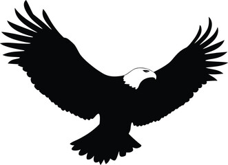 Obraz premium Iconic Bald Eagle Silhouette with White Head and Proudly Spread Wings