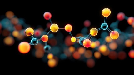 Glowing molecular structure with bokeh background