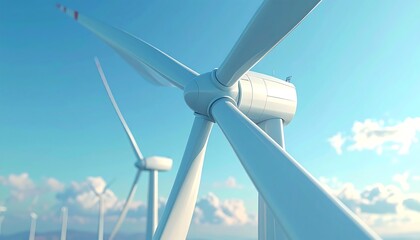 Wind Turbines Against a Blue Sky - Sustainable Energy Generation.