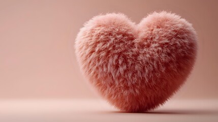 Soft fluffy pink heart-shaped pillow on pastel background for romantic decor, Valentine's Day gifts, love concepts, and cozy home interior design projects.