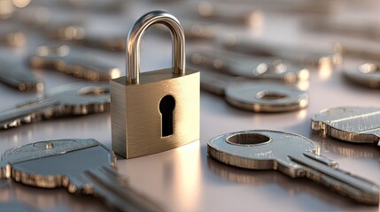 Close up of a padlock and keys symbolizing security and protection