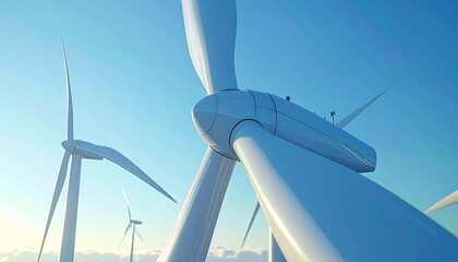 Wind Turbines Harnessing Renewable Energy on a Sunny Day.