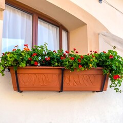 Window Box with Red Flowers - A Touch of Nature.