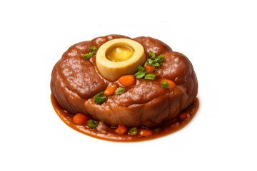 Osso buco icon with bone marrow and vegetables for culinary design and recipe illustration