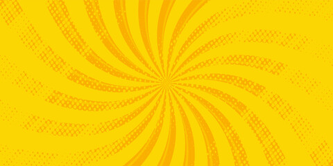 Yellow abstract background with light of sunburst. yellow starburst with halftone. sun ray retro background with flash
