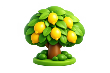 Lemon tree icon with vibrant leaves and fruit for nature inspired design