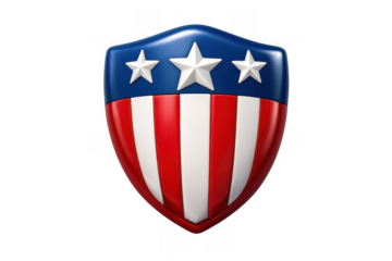 American shield icon symbolizing patriotism and national pride for graphic design and decoration