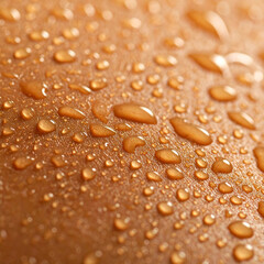 Hydrated human skin texture with water droplets. Abstract skincare background representing moisture, freshness, summer care, cosmetic hydration, wellness and healthy glowing skin.
