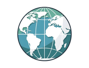 Obraz premium Flat World Globe Icon with Continents and Grid Lines