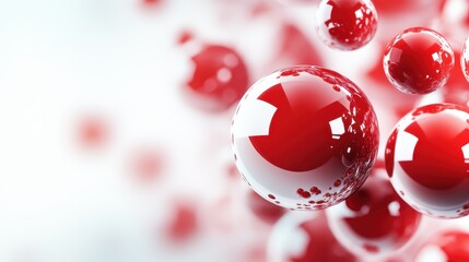 A captivating arrangement of glowing red spheres gently floating amid a soft environment, symbolizing energy and emotion in a modern abstract artistic representation.