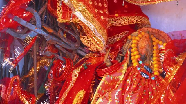 Sacred Devi temple nestled in a peaceful natural setting. Spiritual atmosphere with traditional architecture