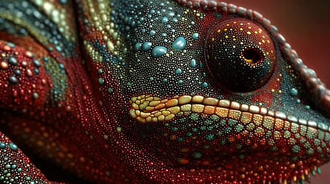 Abstract Chameleon Reptile Skin Color Changing Texture Video.